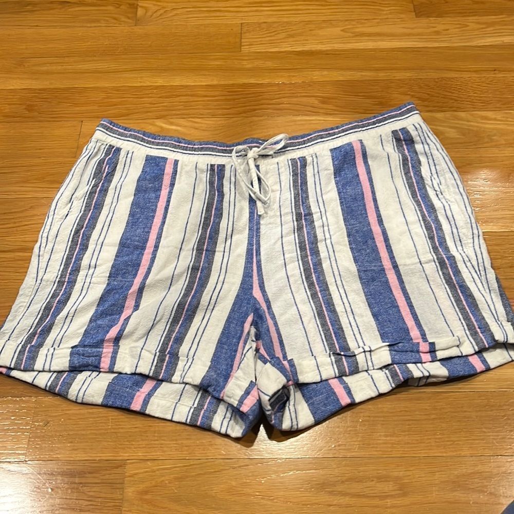 𝅺ELLEN Tracy company striped linen blend shorts size xlarge .